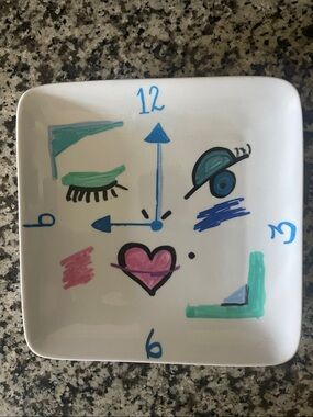 Hand-Painted Whimsy Wall Clock Plates Set with Face Art and Time Reveal on Back.